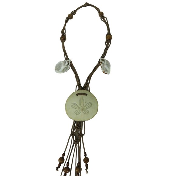 Handmade Other - Vintage 70s Macramé Sand Dollar Shell Bead Necklace Hanging Wall Art